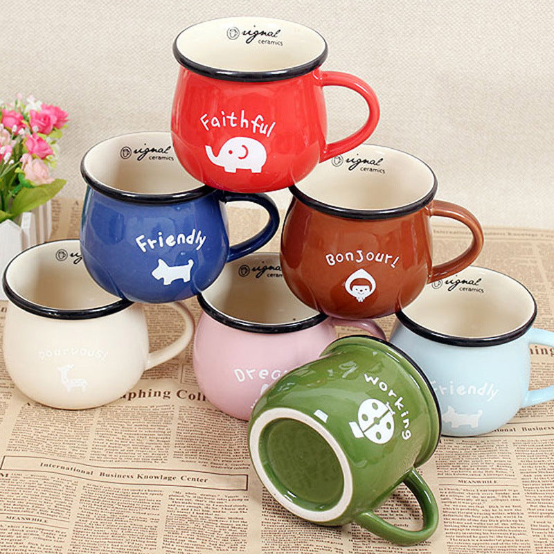 Retro Ceramic Cup wih Spoon-Cover 250-350ML